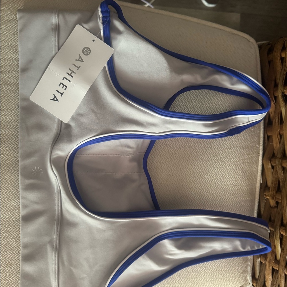 Athleta Gray and Blue Fitted Crop Tank Top